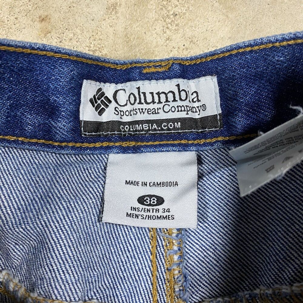 Columbia Two Tone Denim Canvas Work Pants Brown Blue 36x33 (Tag 38x34) - Picture 3 of 9